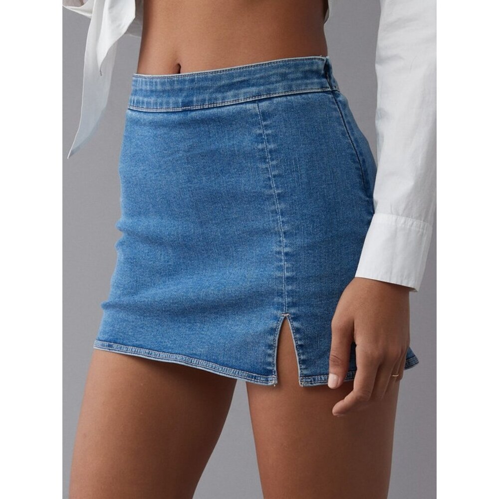 NWT American Eagle Outfitters Womens Size 18 AE Next Level Knit Denim Mini Skort - Picture 3 of 4